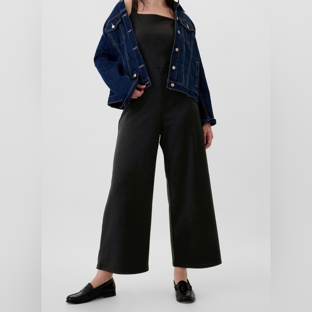 NEW Gap Ponte Square Neck Knit Jumpsuit-Size XXL-Black - Picture 4 of 13